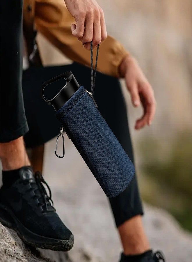 Linkidea Water Bottle Carrier with Shoulder Strap Compatible with Hydroflask Standard Mouth 18oz, CamelBak Carry Cap 20oz,Waterbottle Sling Bag Holder (Navy Blue) - Image 5